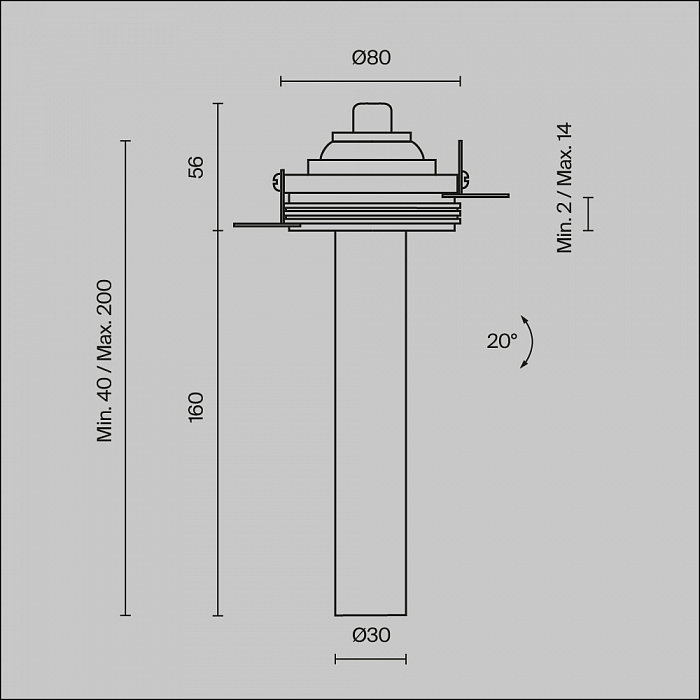 Светильник Technical C140TRS-L200-7W3K-B