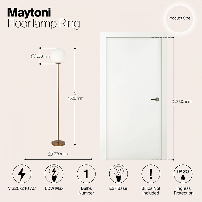 Торшер на 1 лампу Maytoni MOD013FL-01BS