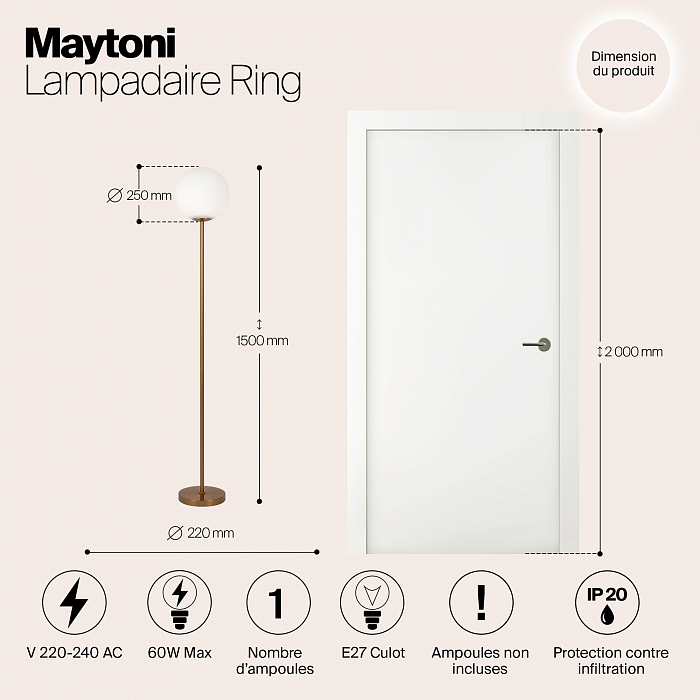 Торшер на 1 лампу Maytoni MOD013FL-01BS