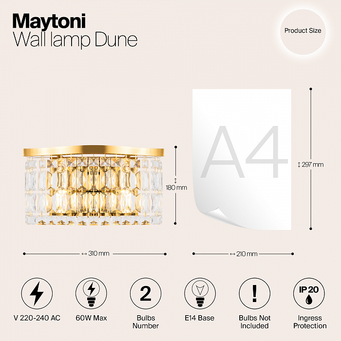 Бра на 2 лампы Maytoni DIA005WL-02G