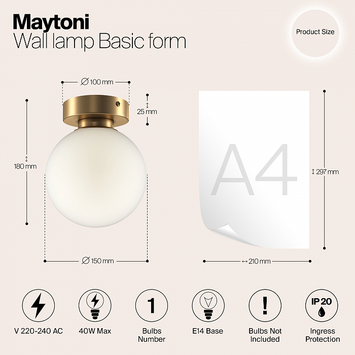 Бра накладной Maytoni MOD321WL-01G1