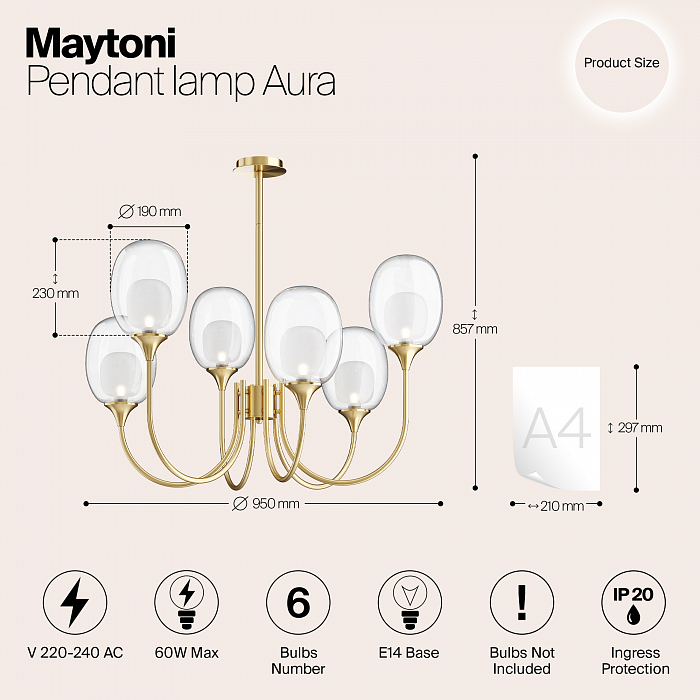 Светильник на штанге Maytoni MOD016PL-06BS