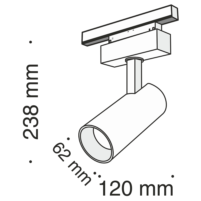 Трековая система Трековый светильник Technical TR019-2-15W3K-B