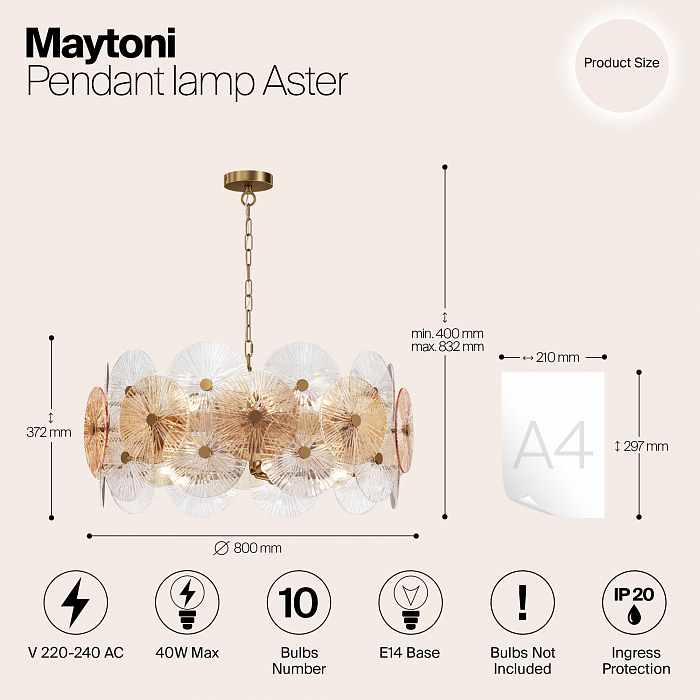 Светильник подвесная Maytoni MOD007PL-10G