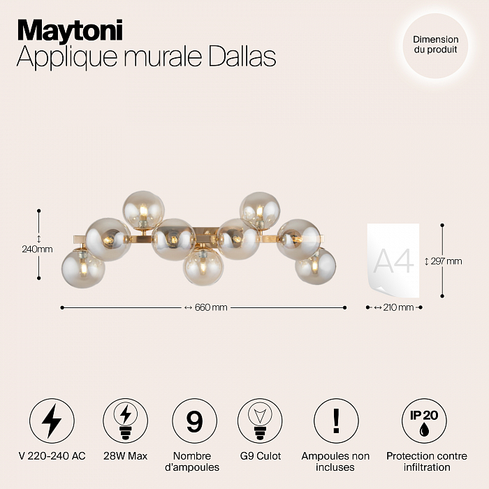 Бра на 3 и более ламп Maytoni MOD547WL-09G