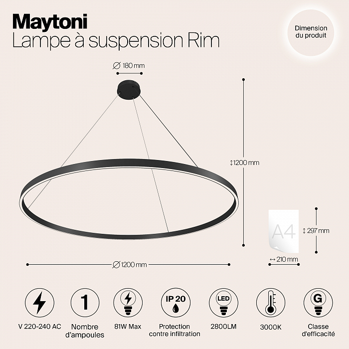 Светильник светодиодный Maytoni MOD058PL-L65B3K