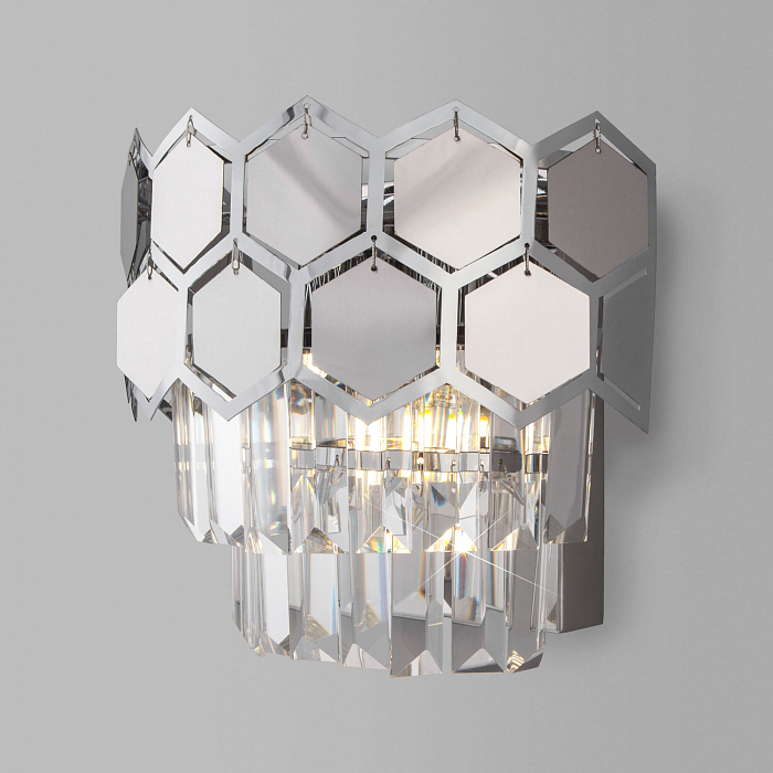 Бра на 2 лампы Eurosvet 10124/2 хром/прозрачный хрусталь Strotskis (10113/2)