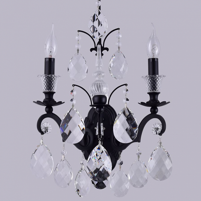 Бра на 2 лампы Crystal Lux MAGNIFICO AP2 BLACK/TRANSPARENT