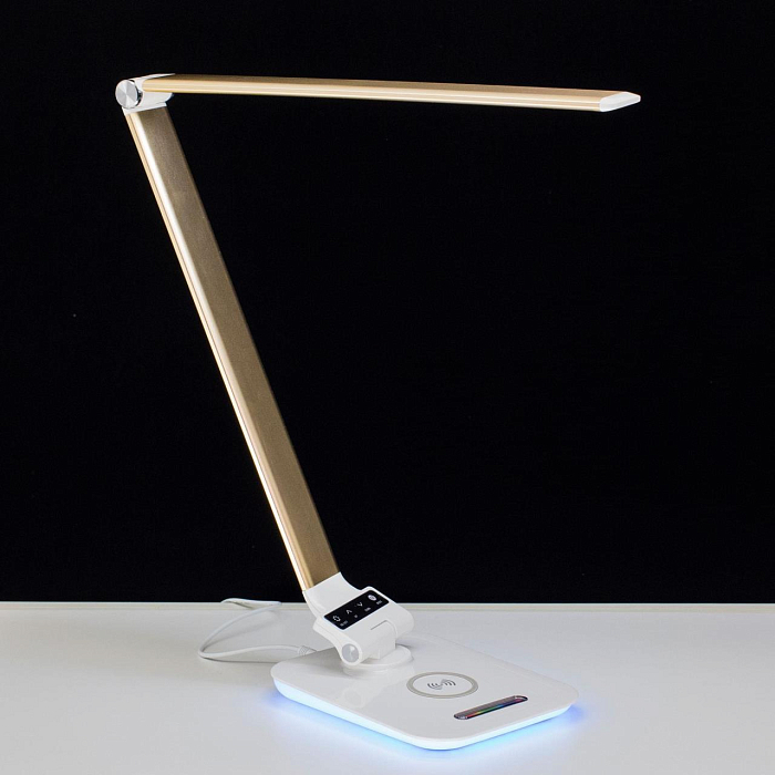 CL803012 Ньютон Бел-Золотой, RGB+USB+Qi Настольная лампа для школьников  CL803012