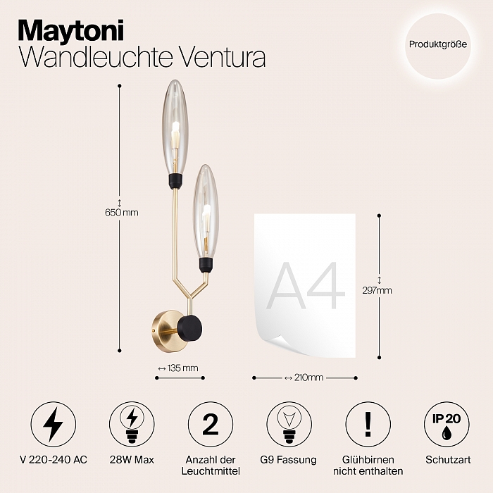 Бра на 2 лампы Maytoni MOD012WL-02G