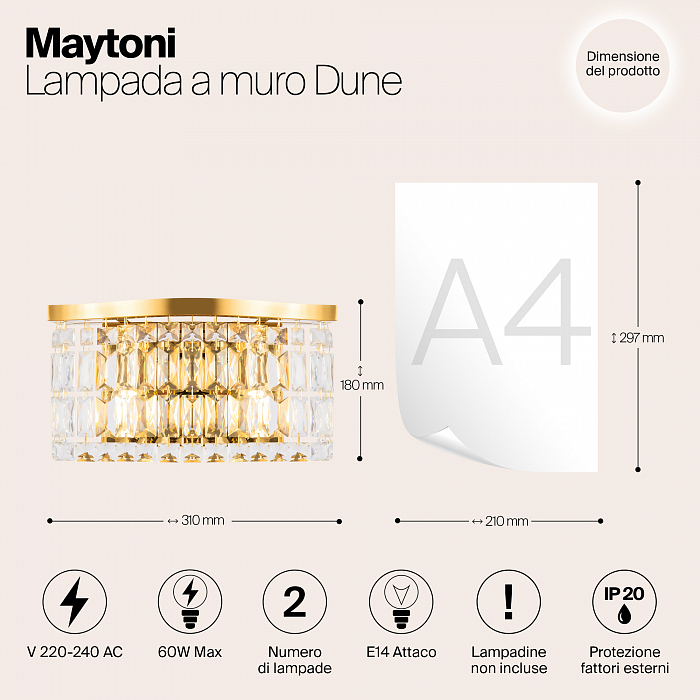 Бра на 2 лампы Maytoni DIA005WL-02G