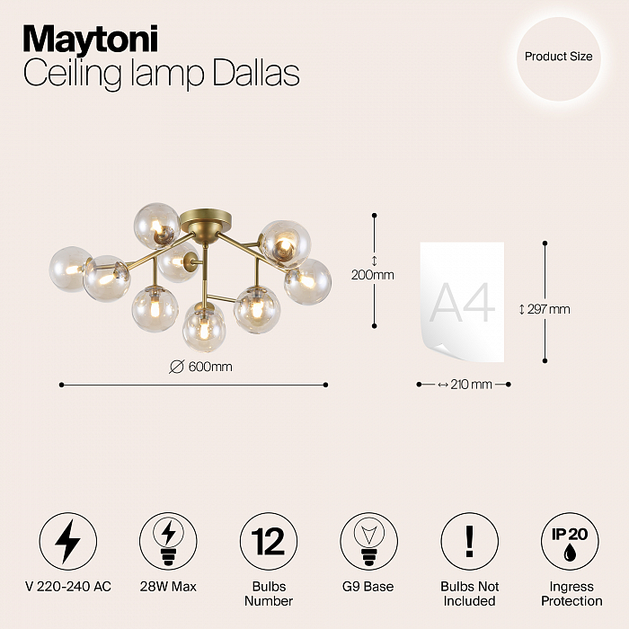 Светильник потолочная Maytoni MOD545PL-12G