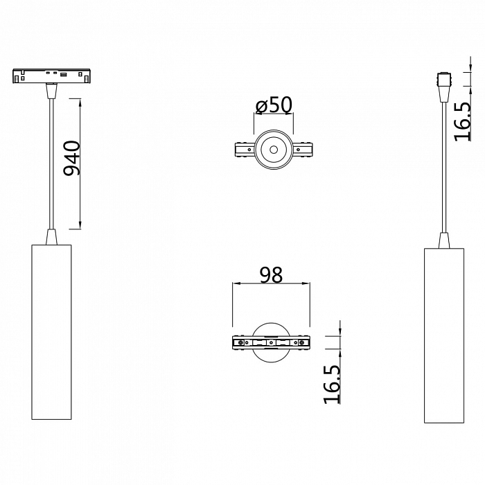 Трековая система Трековый светильник Technical TR016-2-12W4K-W