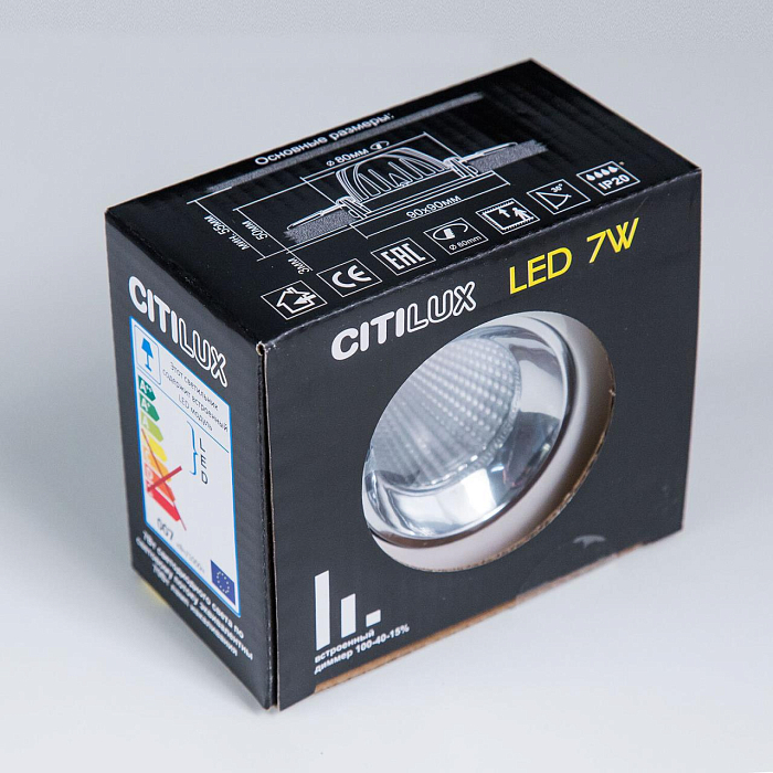 CLD001KNW1 Альфа Бел+Хром Св-к Встр. LED 7W*3500K Светильник встраиваемый  CLD001KNW1