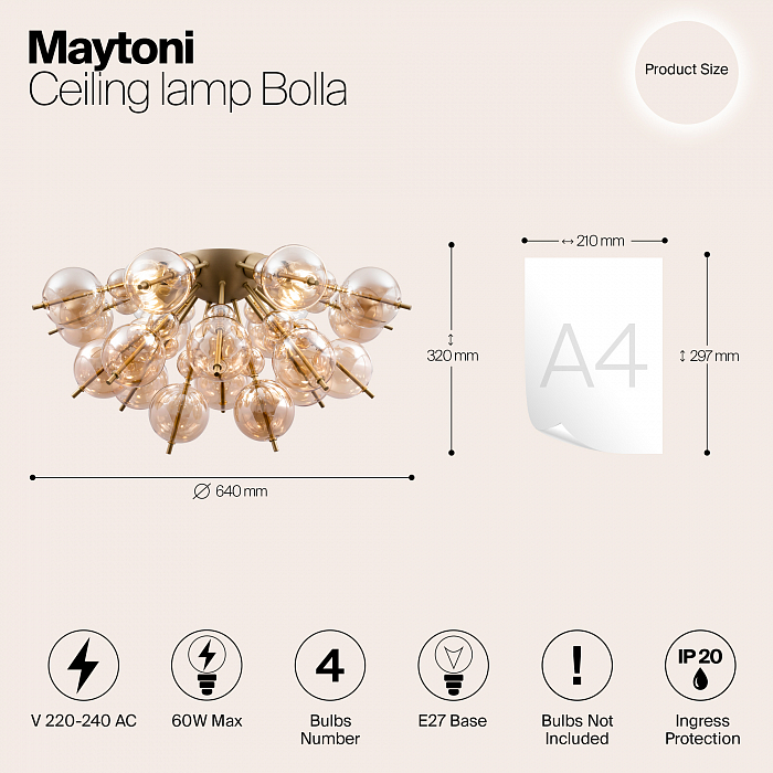 Светильник потолочная Maytoni MOD133CL-04BS