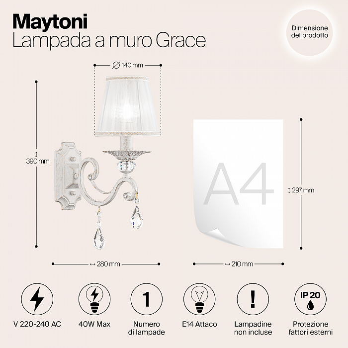 Бра на 1 лампу Maytoni ARM247-01-G