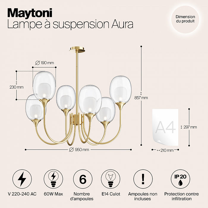 Светильник на штанге Maytoni MOD016PL-06BS