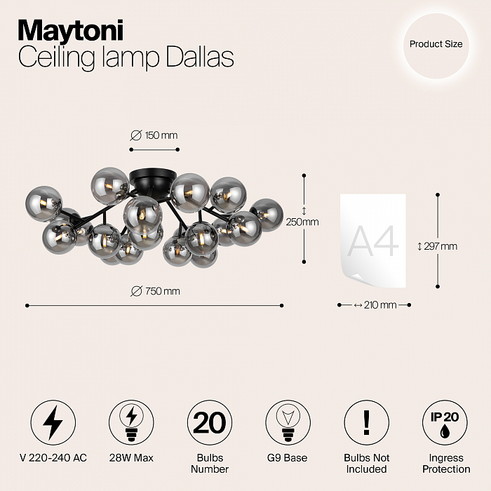Светильник потолочная Maytoni MOD545CL-20B