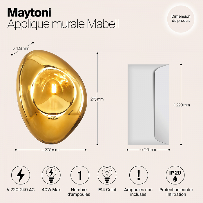 Бра на 1 лампу Maytoni MOD306WL-01G