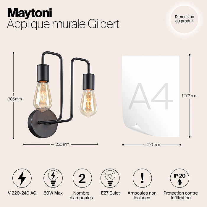 Бра на 2 лампы Maytoni T532WL-02B