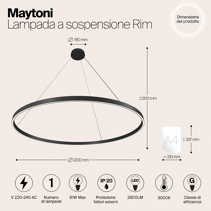 Светильник светодиодный Maytoni MOD058PL-L65B3K