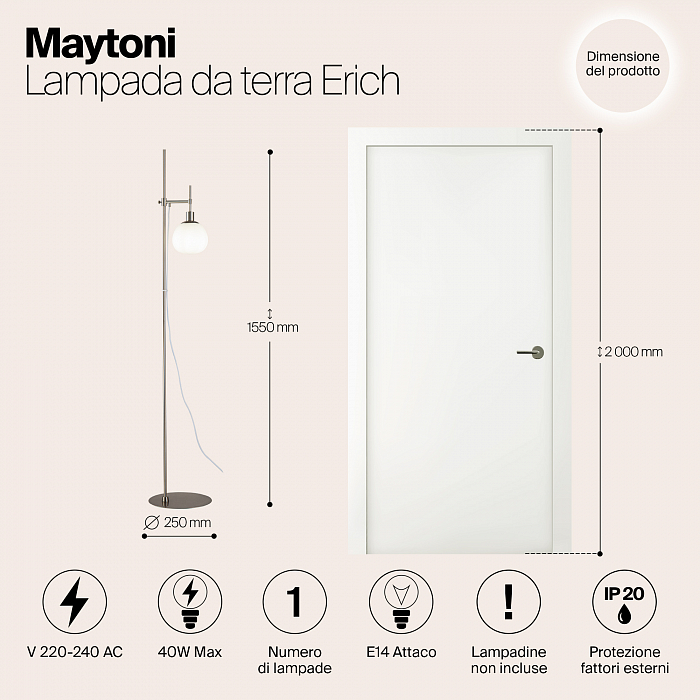 Торшер на 1 лампу Maytoni MOD221-FL-01-N