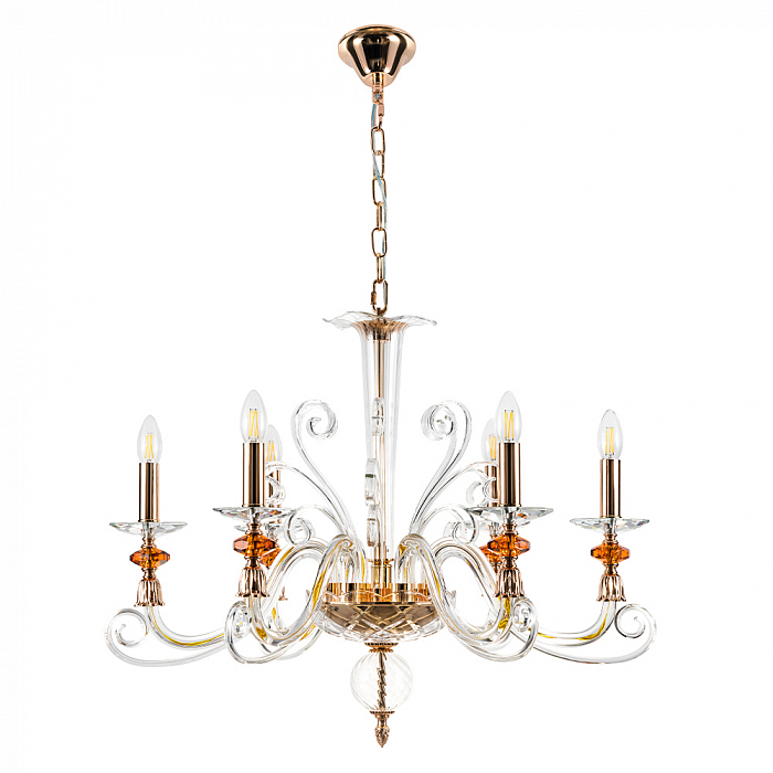 Люстра Crystal Lux CATARINA SP6 V2 GOLD/TRANSPARENT-COGNAC
