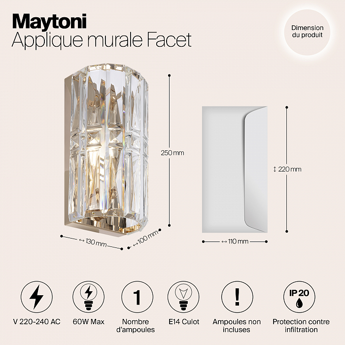 Бра на 1 лампу Maytoni MOD094WL-01G