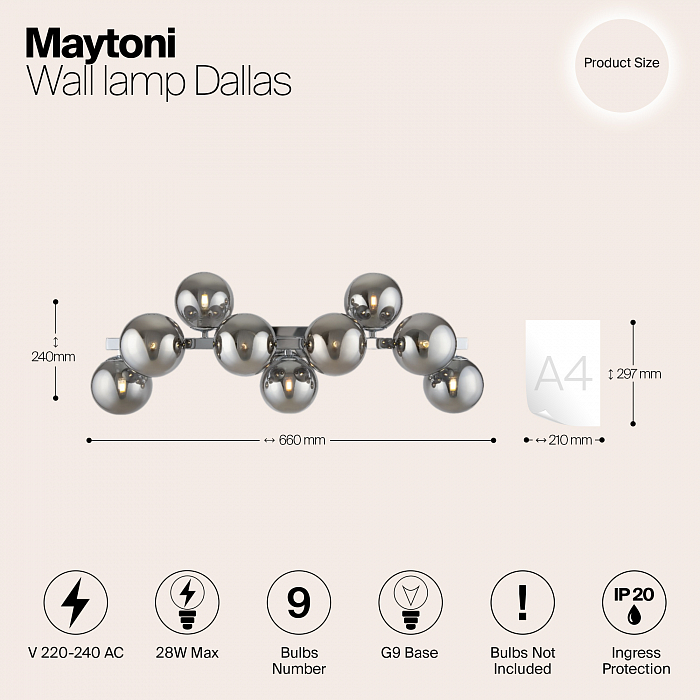 Бра на 3 и более ламп Maytoni MOD547WL-09CH
