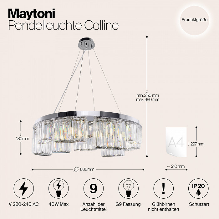 Светильник подвесная Maytoni MOD083PL-09CH