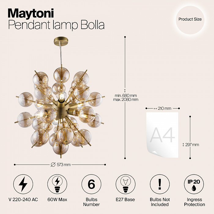 Светильник подвесная Maytoni MOD133PL-06BS