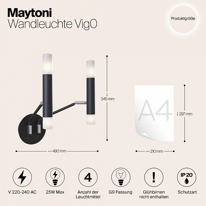 Бра на 3 и более ламп Maytoni MOD620WL-04B