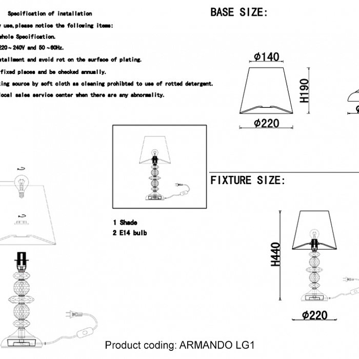 Настольная лампа интерьерная Crystal Lux ARMANDO LG1 CHROME