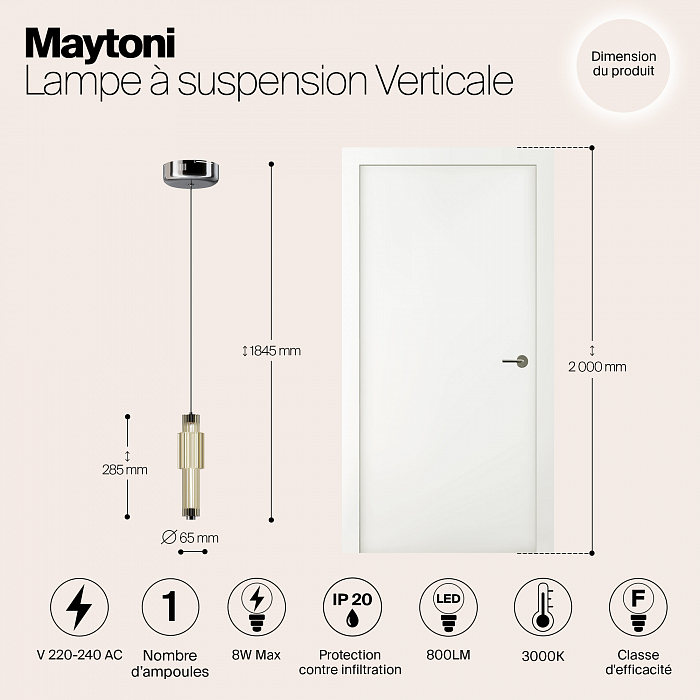 Светильник одинарный Maytoni MOD308PL-L9CG3K