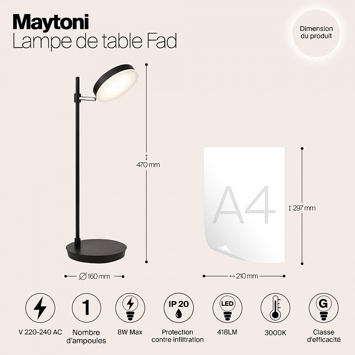 Настольная лампа для школьников Maytoni MOD070TL-L8B3K