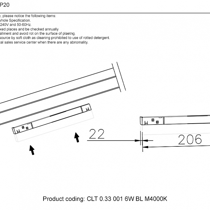 Светильник Crystal Lux CLT 0.33 001 6W BL M3000K