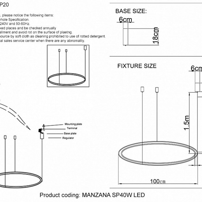 Люстра Crystal Lux MANZANA SP40W LED BLACK