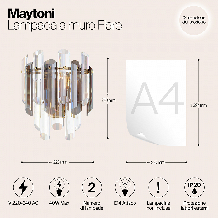 Бра на 2 лампы Maytoni DIA200WL-02G