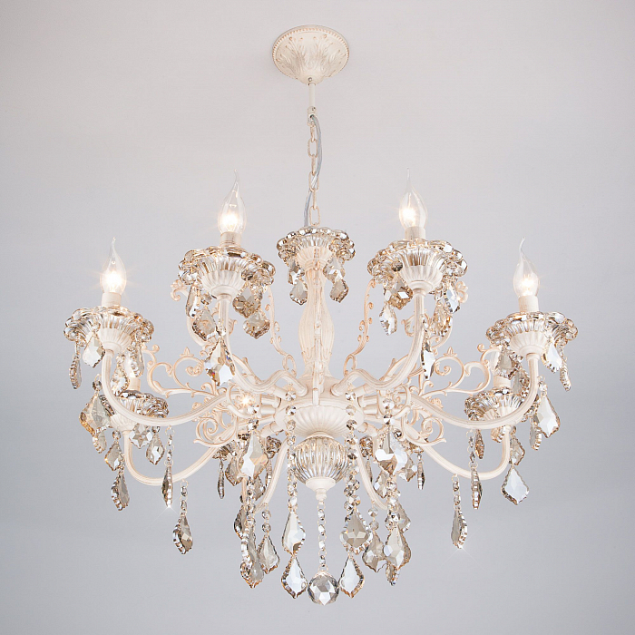 Люстра подвесная Eurosvet 3281/8 белый с золотом / тонированный хрусталь