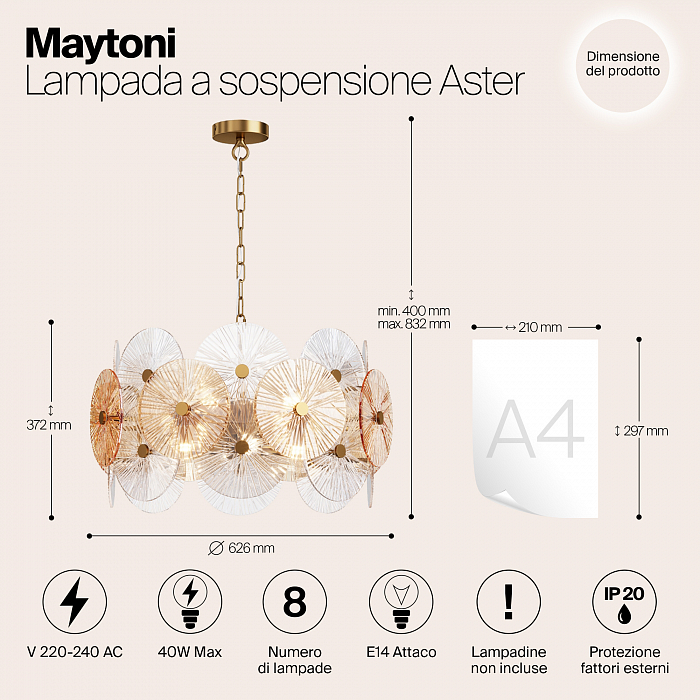 Светильник подвесная Maytoni MOD007PL-08G