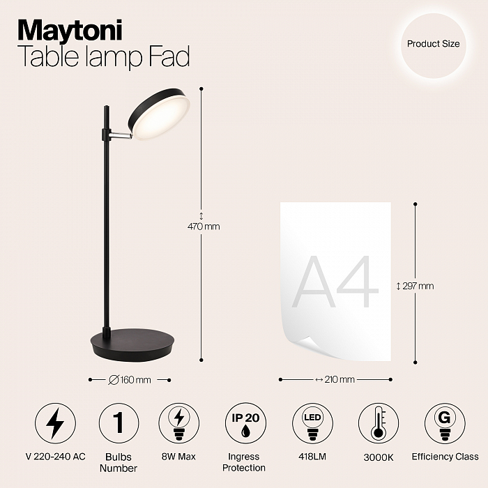 Настольная лампа для школьников Maytoni MOD070TL-L8B3K
