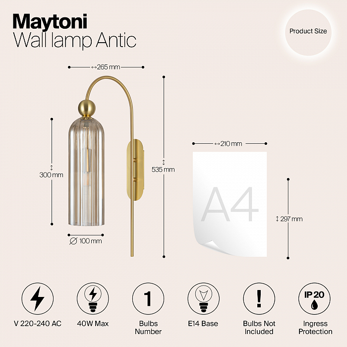 Бра на 1 лампу Maytoni MOD302WL-01CG