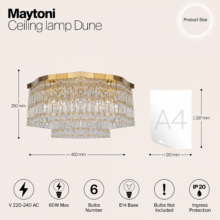 Светильник потолочная Maytoni DIA005CL-06G