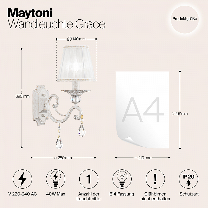 Бра на 1 лампу Maytoni ARM247-01-G