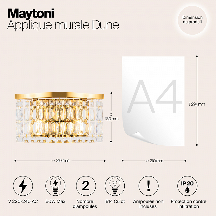 Бра на 2 лампы Maytoni DIA005WL-02G