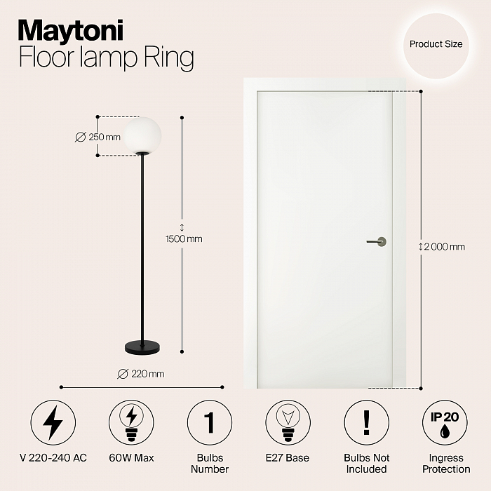 Торшер на 1 лампу Maytoni MOD013FL-01B