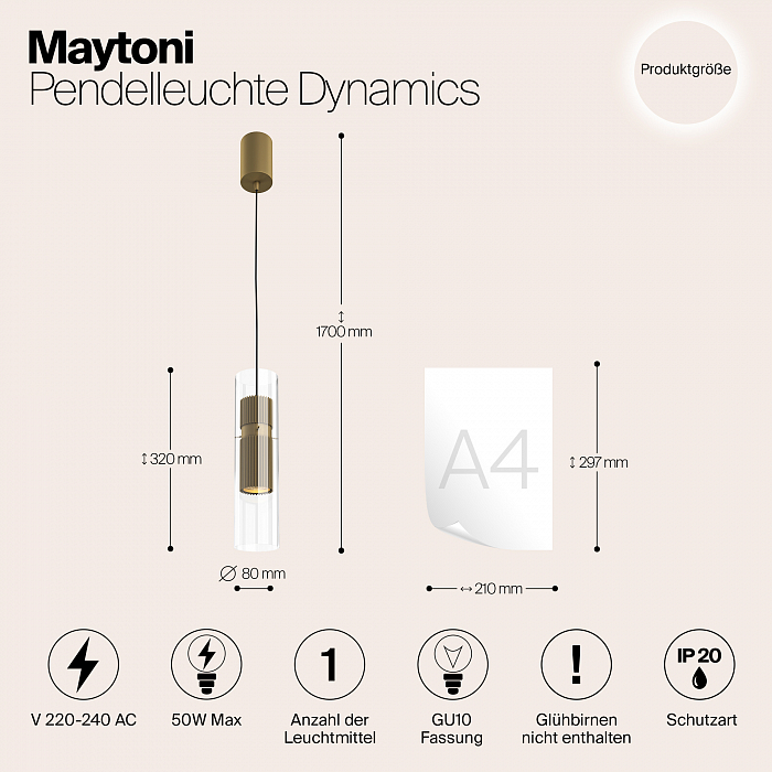 Светильник одинарный Maytoni MOD326PL-01MG