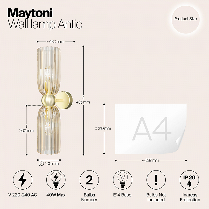 Бра на 2 лампы Maytoni MOD302WL-02CG