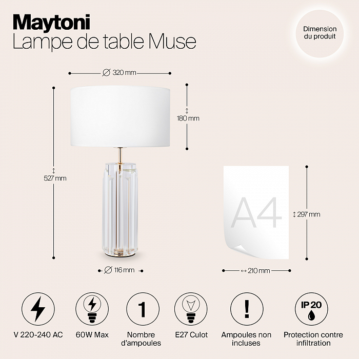 Настольная лампа интерьерная Maytoni MOD304TL-01G