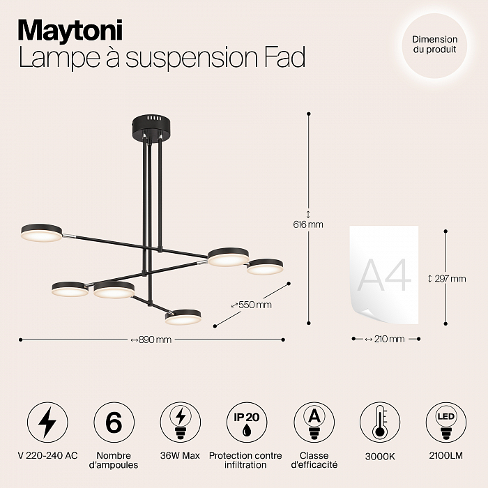 Светильник на штанге Maytoni MOD070PL-L38B3K